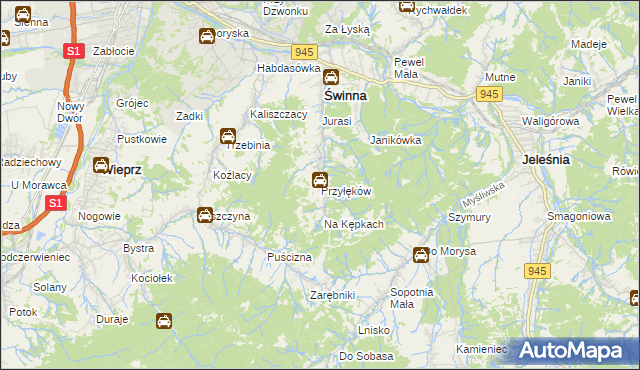 mapa Przyłęków, Przyłęków na mapie Targeo