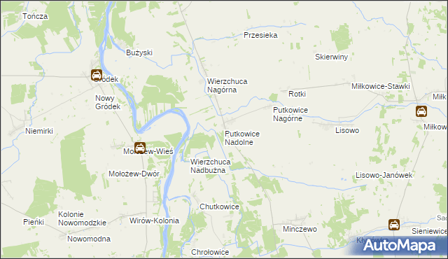 mapa Putkowice Nadolne, Putkowice Nadolne na mapie Targeo