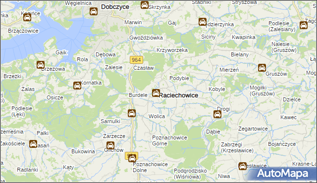mapa Raciechowice, Raciechowice na mapie Targeo