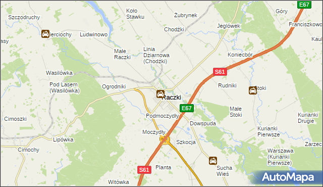 mapa Raczki powiat suwalski, Raczki powiat suwalski na mapie Targeo