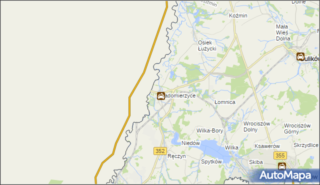 mapa Radomierzyce gmina Zgorzelec, Radomierzyce gmina Zgorzelec na mapie Targeo