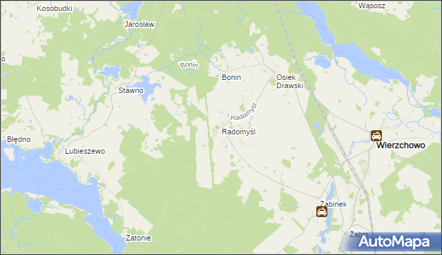 mapa Radomyśl gmina Wierzchowo, Radomyśl gmina Wierzchowo na mapie Targeo