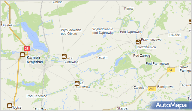 mapa Radzim gmina Kamień Krajeński, Radzim gmina Kamień Krajeński na mapie Targeo