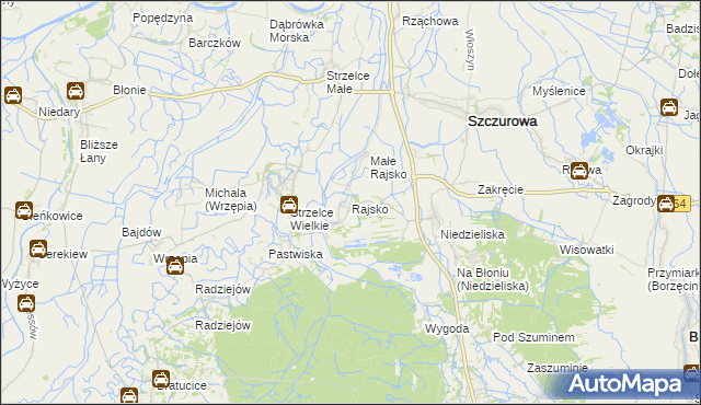 mapa Rajsko gmina Szczurowa, Rajsko gmina Szczurowa na mapie Targeo