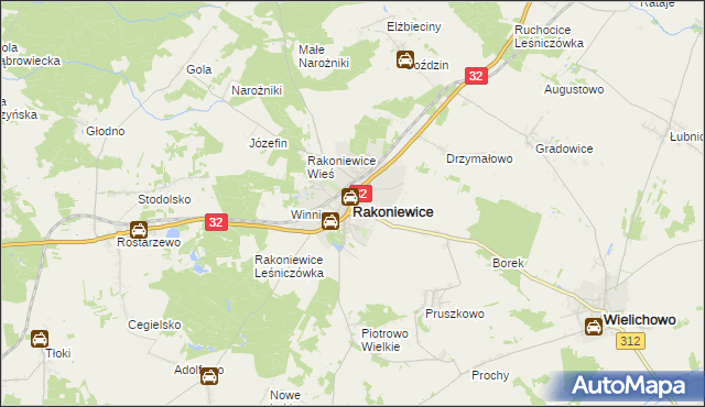 mapa Rakoniewice, Rakoniewice na mapie Targeo