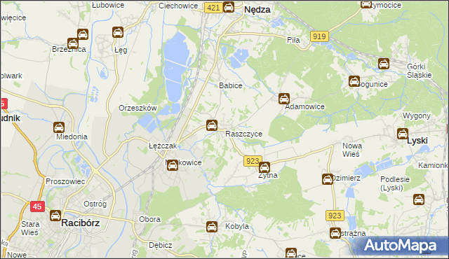 mapa Raszczyce, Raszczyce na mapie Targeo