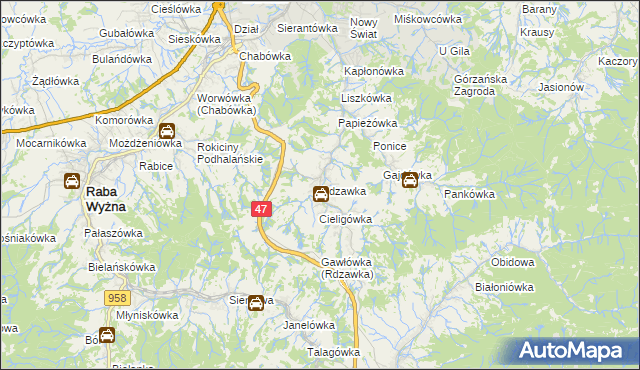 mapa Rdzawka, Rdzawka na mapie Targeo