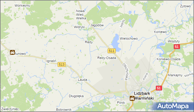 mapa Redy-Osada, Redy-Osada na mapie Targeo