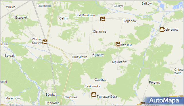 mapa Rędziny gmina Szczekociny, Rędziny gmina Szczekociny na mapie Targeo