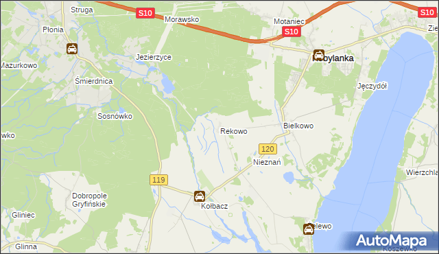 mapa Rekowo gmina Kobylanka, Rekowo gmina Kobylanka na mapie Targeo