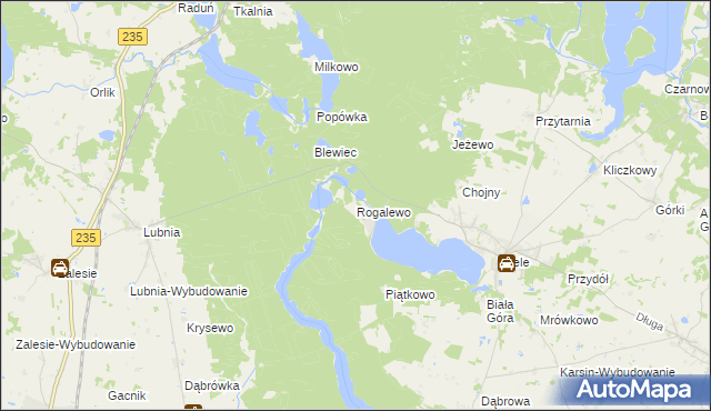 mapa Rogalewo, Rogalewo na mapie Targeo
