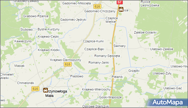 mapa Romany-Sędzięta, Romany-Sędzięta na mapie Targeo