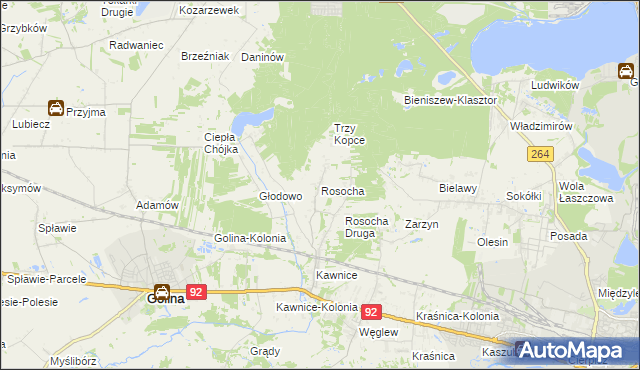 mapa Rosocha gmina Golina, Rosocha gmina Golina na mapie Targeo