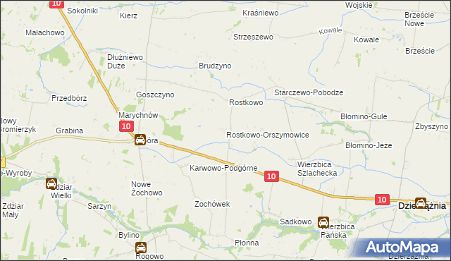 mapa Rostkowo-Orszymowice, Rostkowo-Orszymowice na mapie Targeo