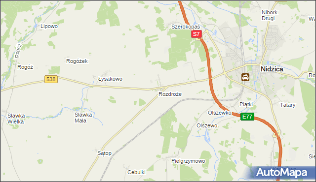 mapa Rozdroże, Rozdroże na mapie Targeo