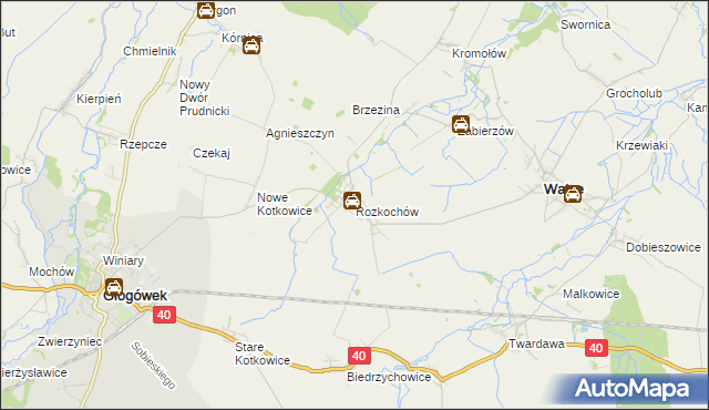 mapa Rozkochów gmina Walce, Rozkochów gmina Walce na mapie Targeo