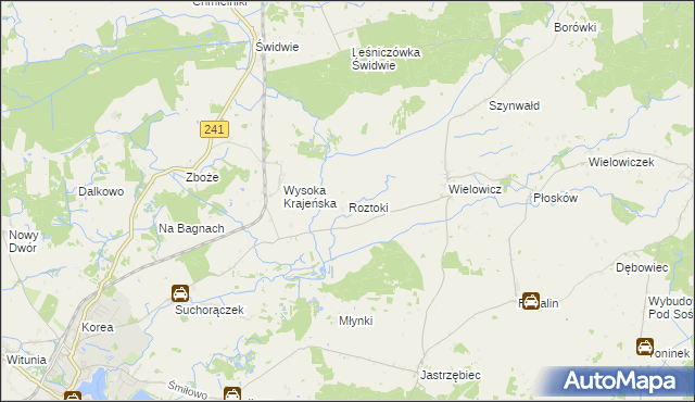 mapa Roztoki gmina Sośno, Roztoki gmina Sośno na mapie Targeo