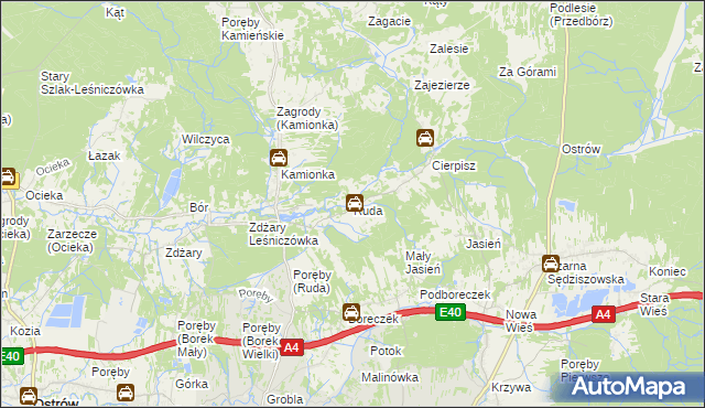 mapa Ruda gmina Sędziszów Małopolski, Ruda gmina Sędziszów Małopolski na mapie Targeo