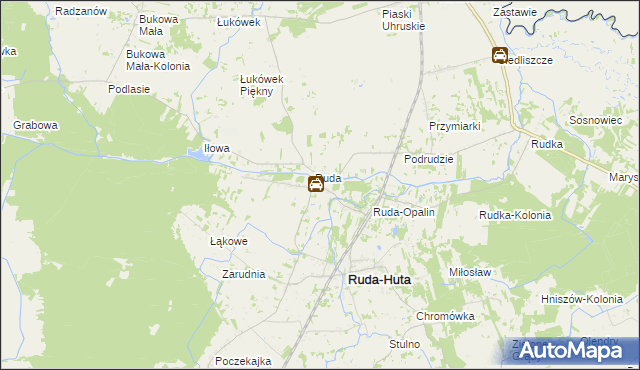 mapa Ruda-Kolonia gmina Ruda-Huta, Ruda-Kolonia gmina Ruda-Huta na mapie Targeo