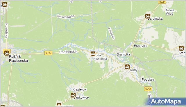 mapa Ruda Kozielska, Ruda Kozielska na mapie Targeo