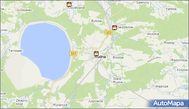 mapa Rudna powiat lubiński, Rudna powiat lubiński na mapie Targeo