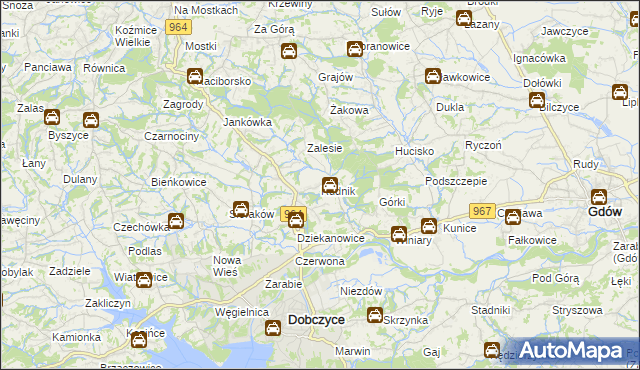 mapa Rudnik gmina Dobczyce, Rudnik gmina Dobczyce na mapie Targeo