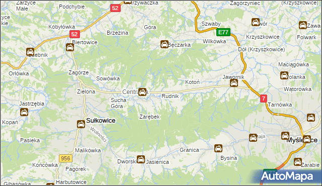 mapa Rudnik gmina Sułkowice, Rudnik gmina Sułkowice na mapie Targeo