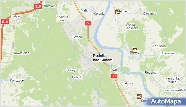 mapa Rudnik nad Sanem, Rudnik nad Sanem na mapie Targeo