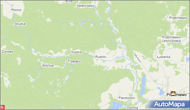 mapa Rudniki gmina Przechlewo, Rudniki gmina Przechlewo na mapie Targeo