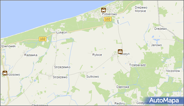mapa Rybice, Rybice na mapie Targeo