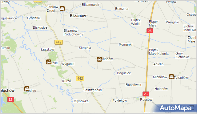 mapa Rychnów gmina Blizanów, Rychnów gmina Blizanów na mapie Targeo