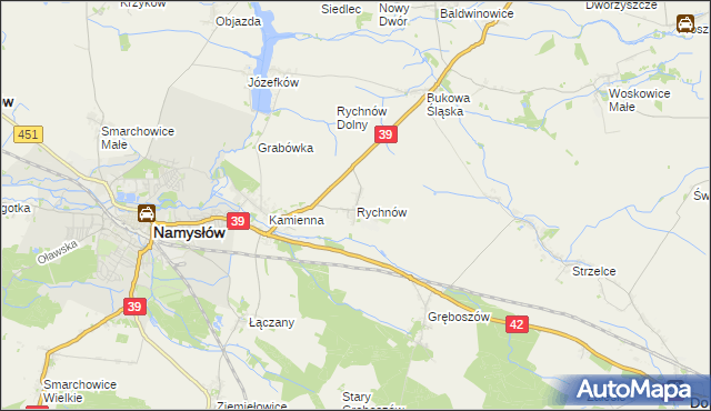 mapa Rychnów gmina Namysłów, Rychnów gmina Namysłów na mapie Targeo