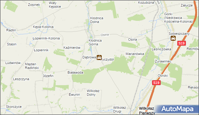 mapa Ryczydół, Ryczydół na mapie Targeo