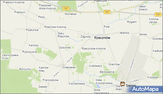 mapa Rzeczniów-Kolonia, Rzeczniów-Kolonia na mapie Targeo