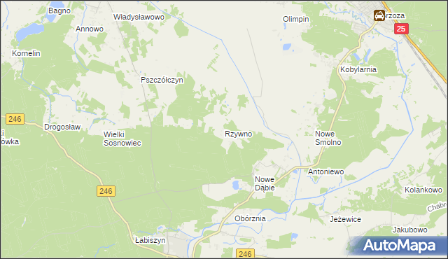 mapa Rzywno, Rzywno na mapie Targeo