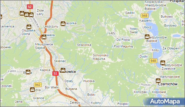 mapa Schronisko Magurka, Schronisko Magurka na mapie Targeo
