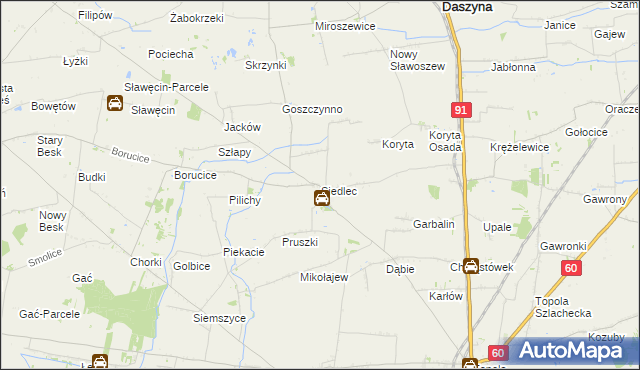 mapa Siedlec gmina Łęczyca, Siedlec gmina Łęczyca na mapie Targeo