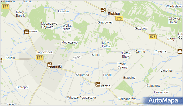 mapa Sielce gmina Sanniki, Sielce gmina Sanniki na mapie Targeo