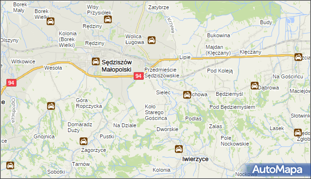 mapa Sielec gmina Iwierzyce, Sielec gmina Iwierzyce na mapie Targeo