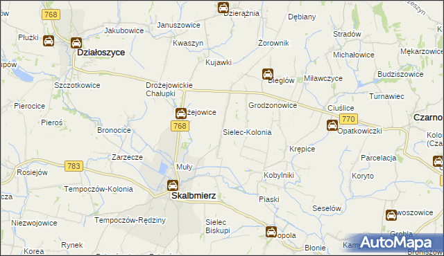 mapa Sielec-Kolonia, Sielec-Kolonia na mapie Targeo