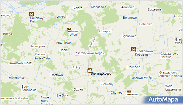 mapa Siemiątkowo-Kosmy, Siemiątkowo-Kosmy na mapie Targeo