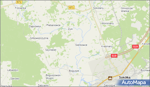 mapa Sierbowce, Sierbowce na mapie Targeo