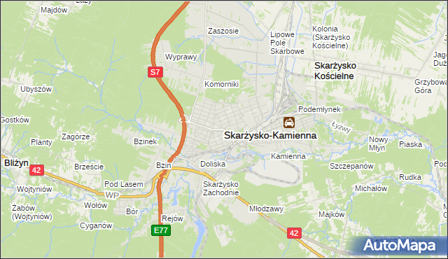 mapa Skarżysko-Kamienna, Skarżysko-Kamienna na mapie Targeo