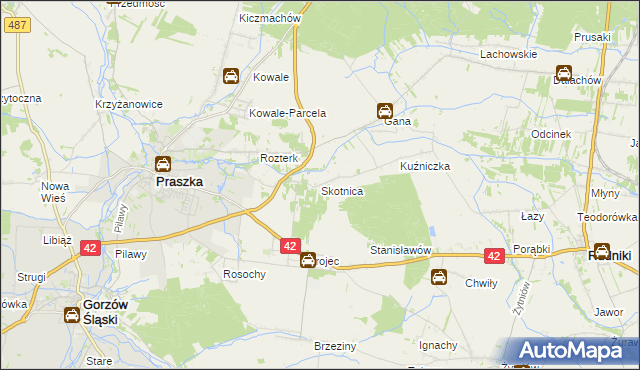 mapa Skotnica gmina Praszka, Skotnica gmina Praszka na mapie Targeo
