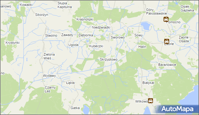 mapa Skrzyptowo, Skrzyptowo na mapie Targeo
