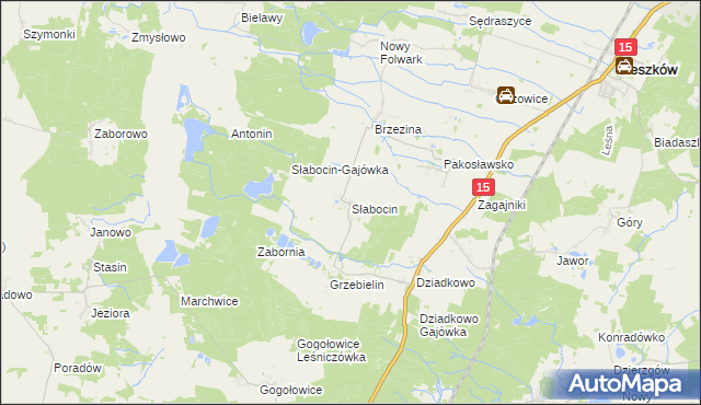 mapa Słabocin, Słabocin na mapie Targeo