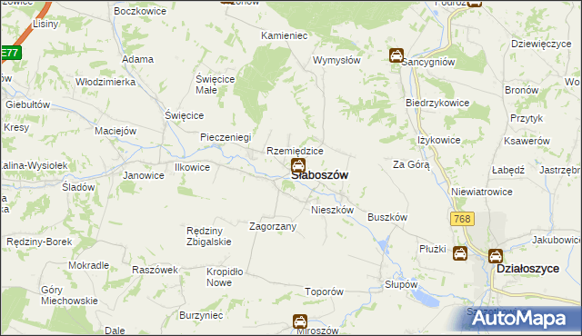 mapa Słaboszów, Słaboszów na mapie Targeo
