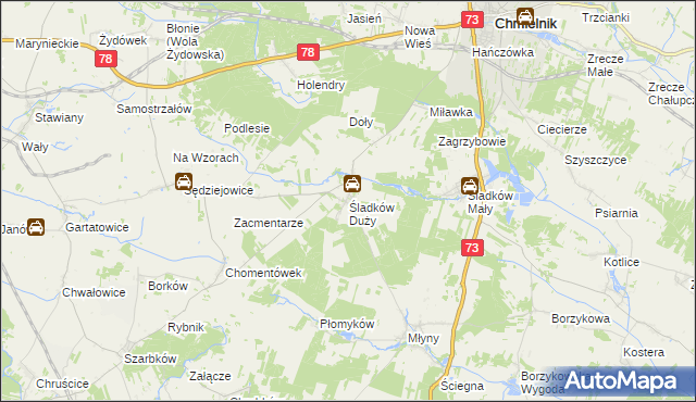 mapa Śladków Duży, Śladków Duży na mapie Targeo