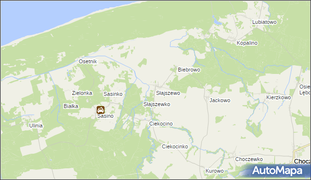 mapa Słajszewo, Słajszewo na mapie Targeo