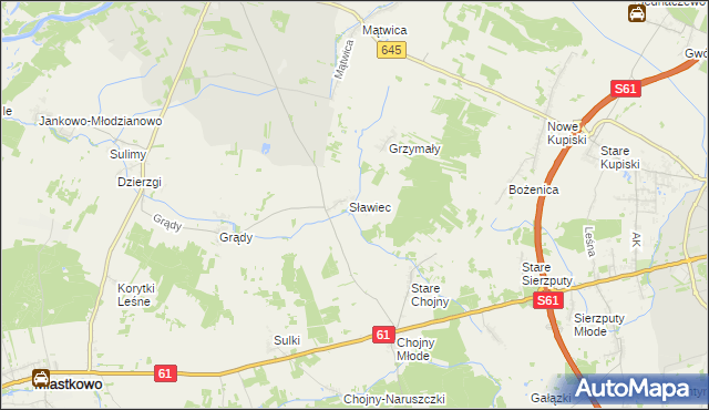 mapa Sławiec Dworski, Sławiec Dworski na mapie Targeo